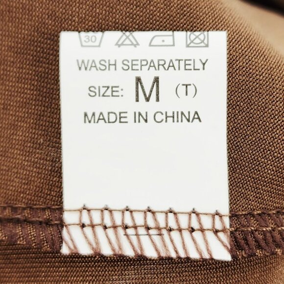 Brown Long-Sleeve Ruched Knot Front Maxi Dress Glitter Accents Deep V Neck SZ M - Picture 3 of 10